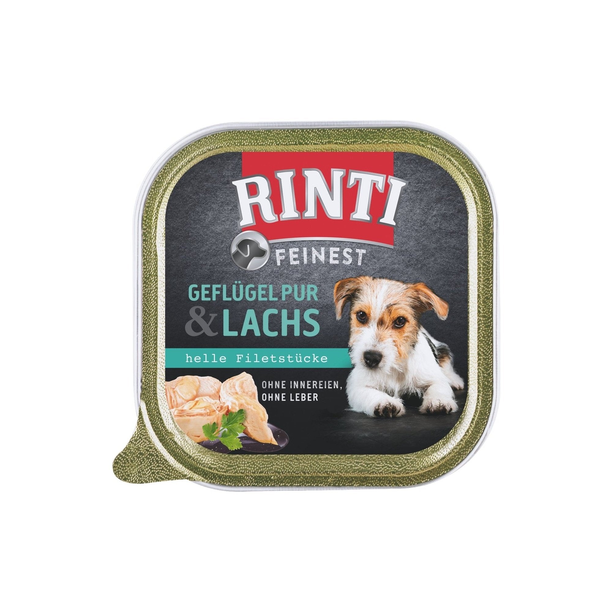 Artikel mit dem Namen Rinti Feinest Geflügel &amp; Lachs im Shop von zoo.de , dem Onlineshop für nachhaltiges Hundefutter und Katzenfutter.