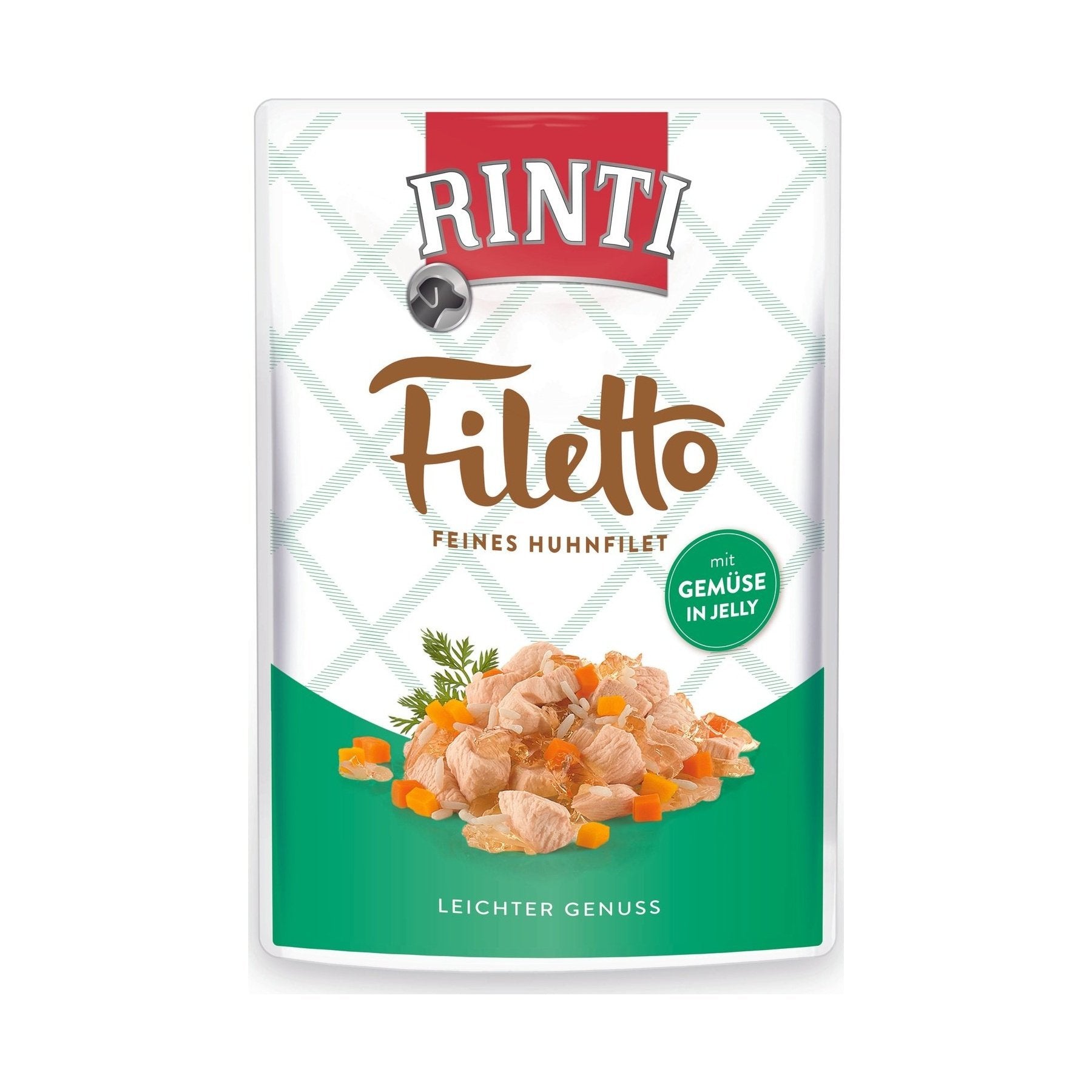 Artikel mit dem Namen Rinti Filetto Jelly Huhn & Gemüse im Shop von zoo.de , dem Onlineshop für nachhaltiges Hundefutter und Katzenfutter.