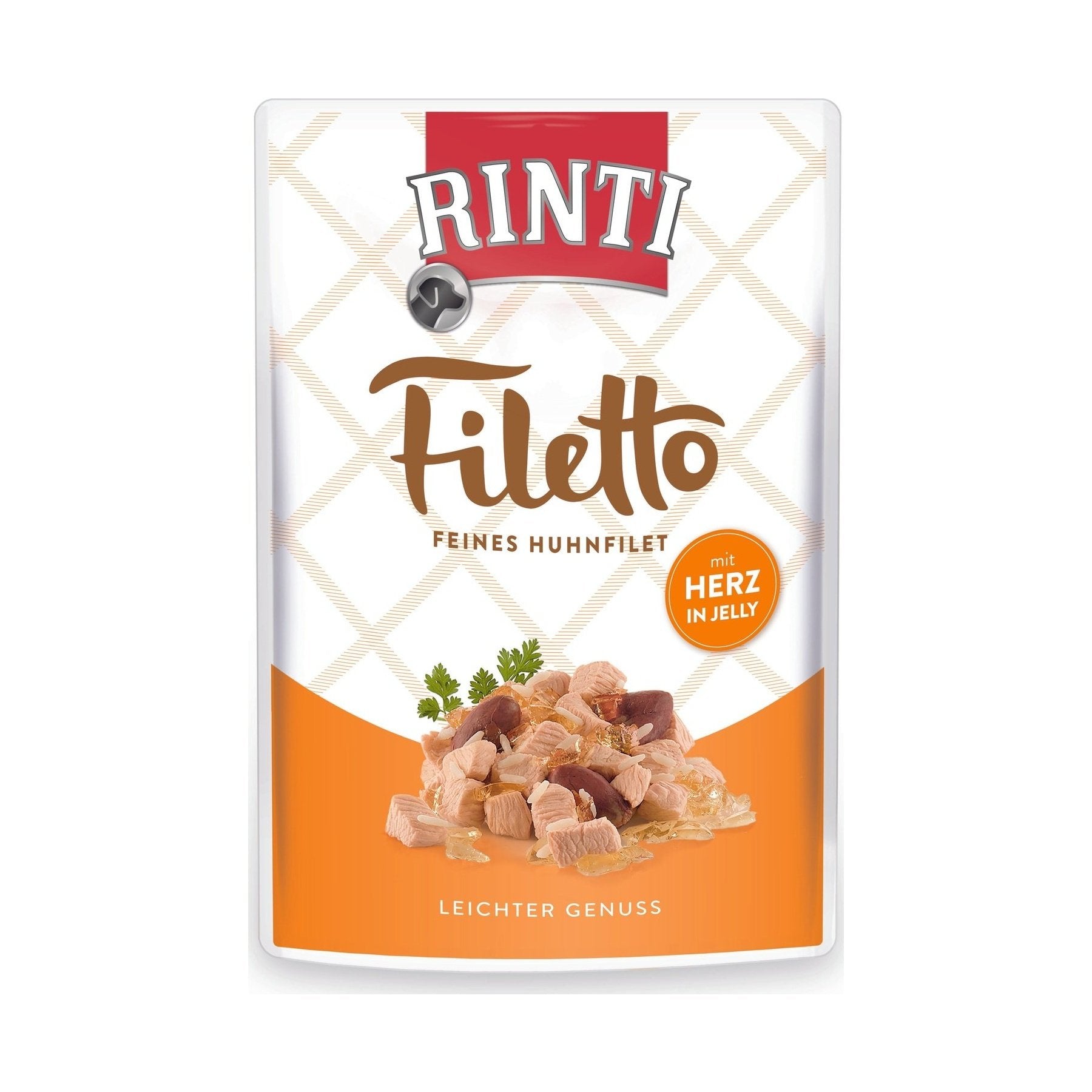 Artikel mit dem Namen Rinti Filetto Jelly Huhn & Hühnerherz im Shop von zoo.de , dem Onlineshop für nachhaltiges Hundefutter und Katzenfutter.