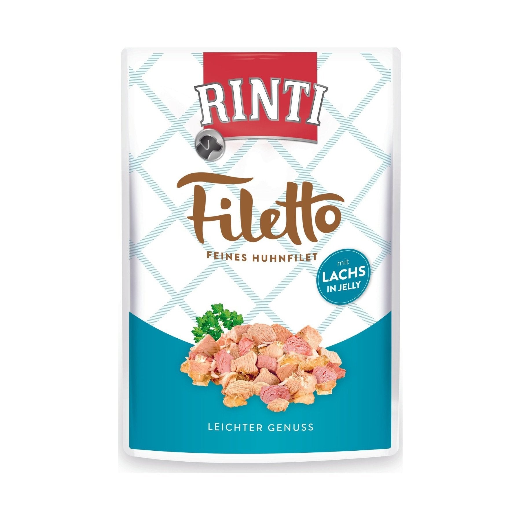 Artikel mit dem Namen Rinti Filetto Jelly Huhn & Lachs im Shop von zoo.de , dem Onlineshop für nachhaltiges Hundefutter und Katzenfutter.