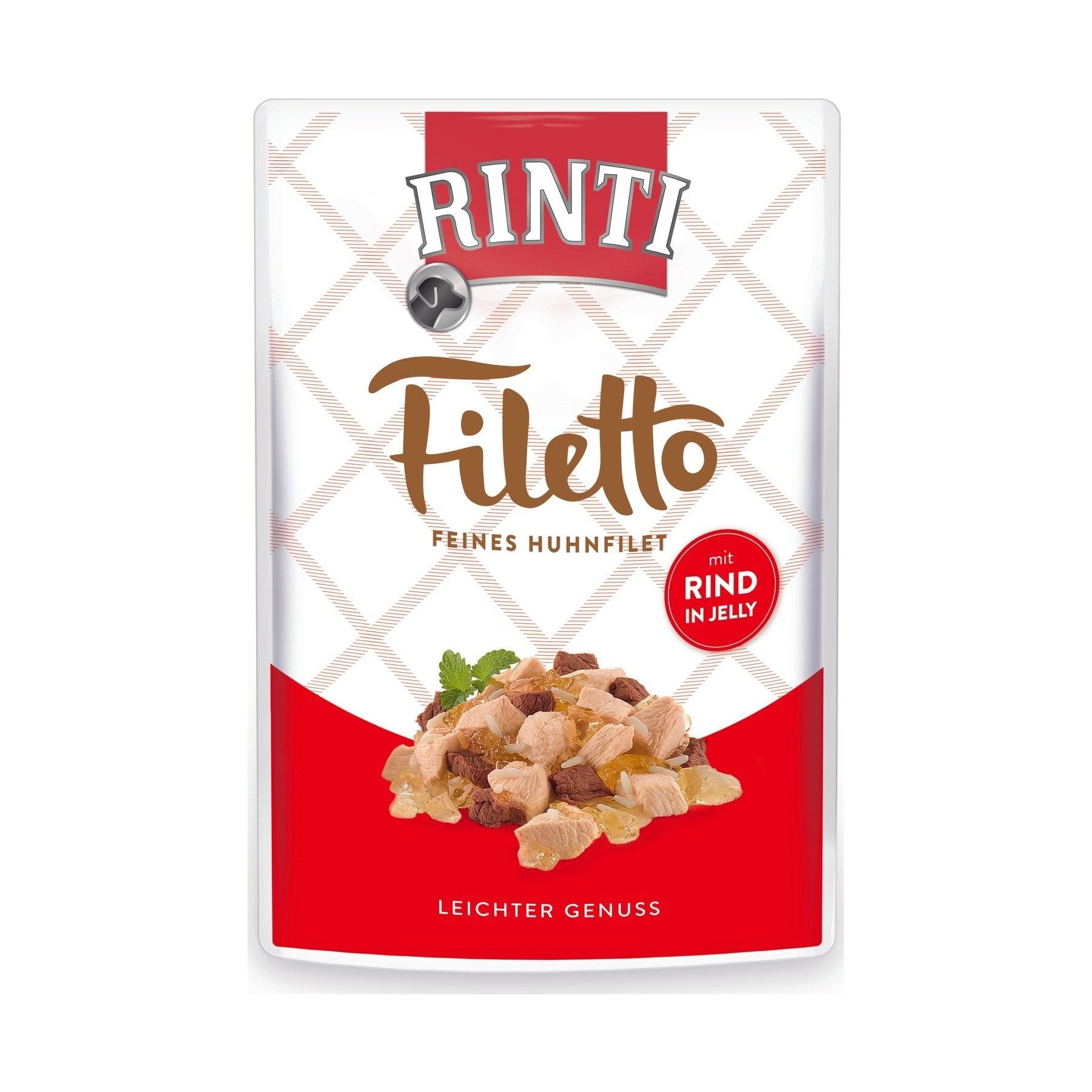 Artikel mit dem Namen Rinti Filetto Jelly Huhn & Rind im Shop von zoo.de , dem Onlineshop für nachhaltiges Hundefutter und Katzenfutter.