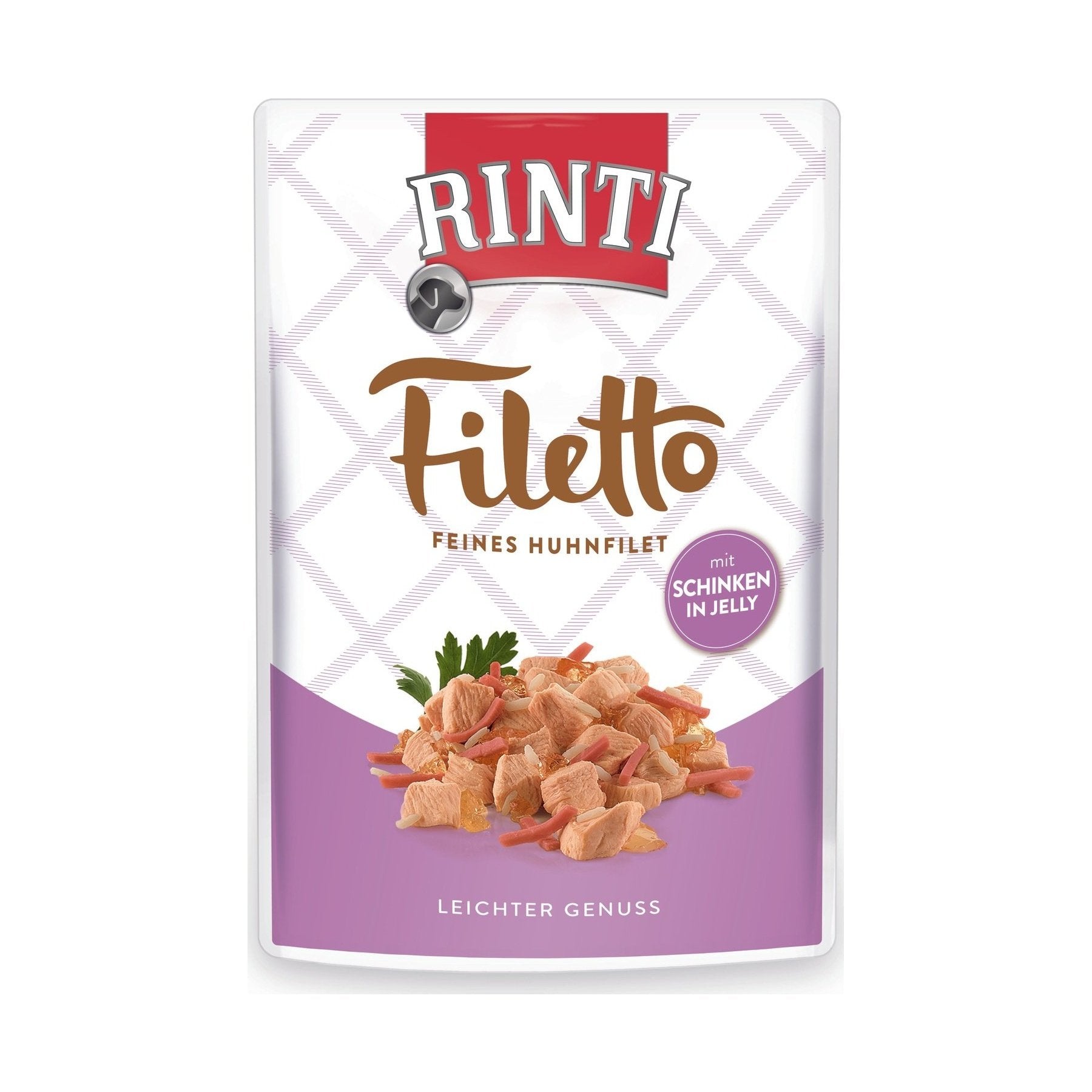 Artikel mit dem Namen Rinti Filetto Jelly Huhn & Schinken im Shop von zoo.de , dem Onlineshop für nachhaltiges Hundefutter und Katzenfutter.