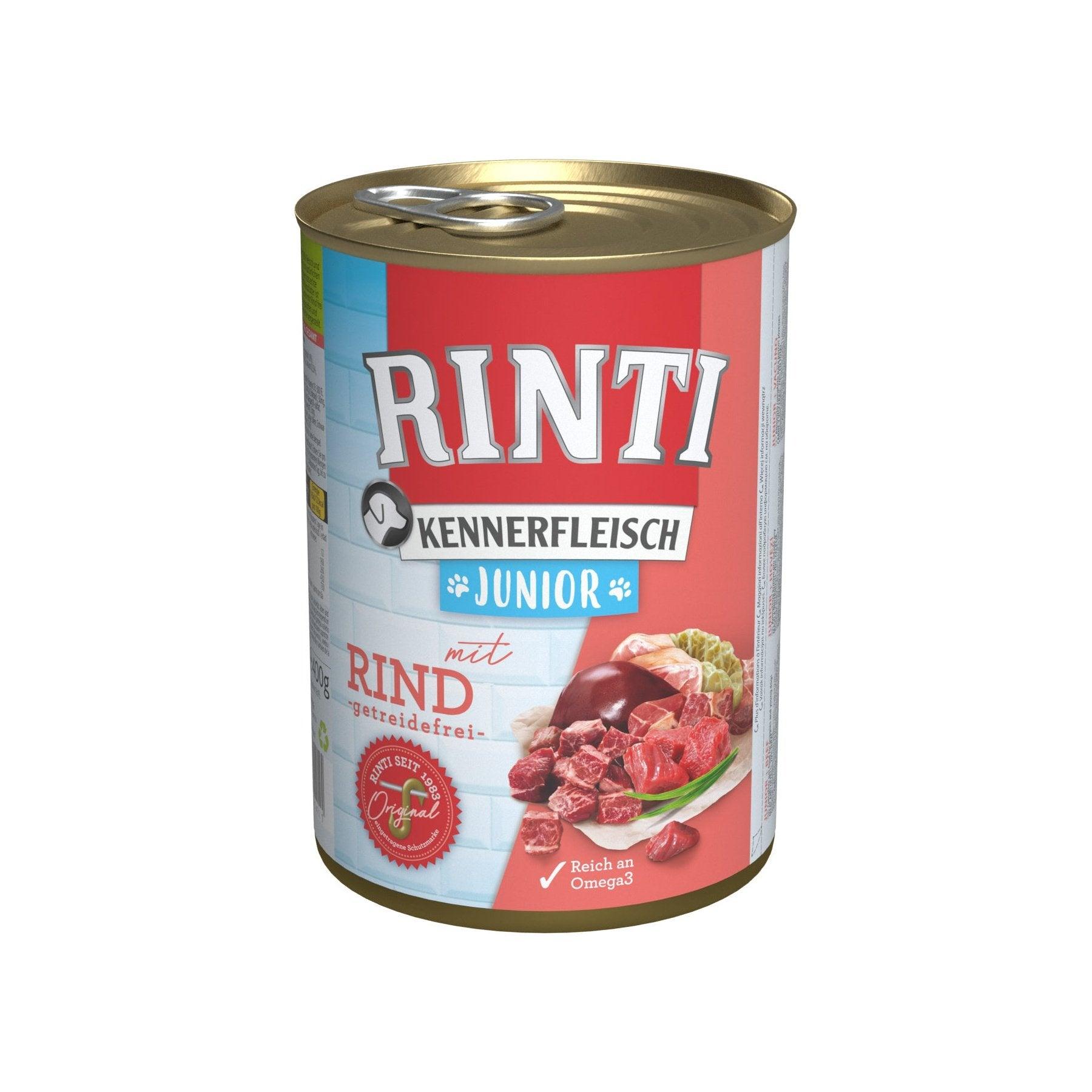 Artikel mit dem Namen Rinti Kennerfleisch Junior Rind im Shop von zoo.de , dem Onlineshop für nachhaltiges Hundefutter und Katzenfutter.