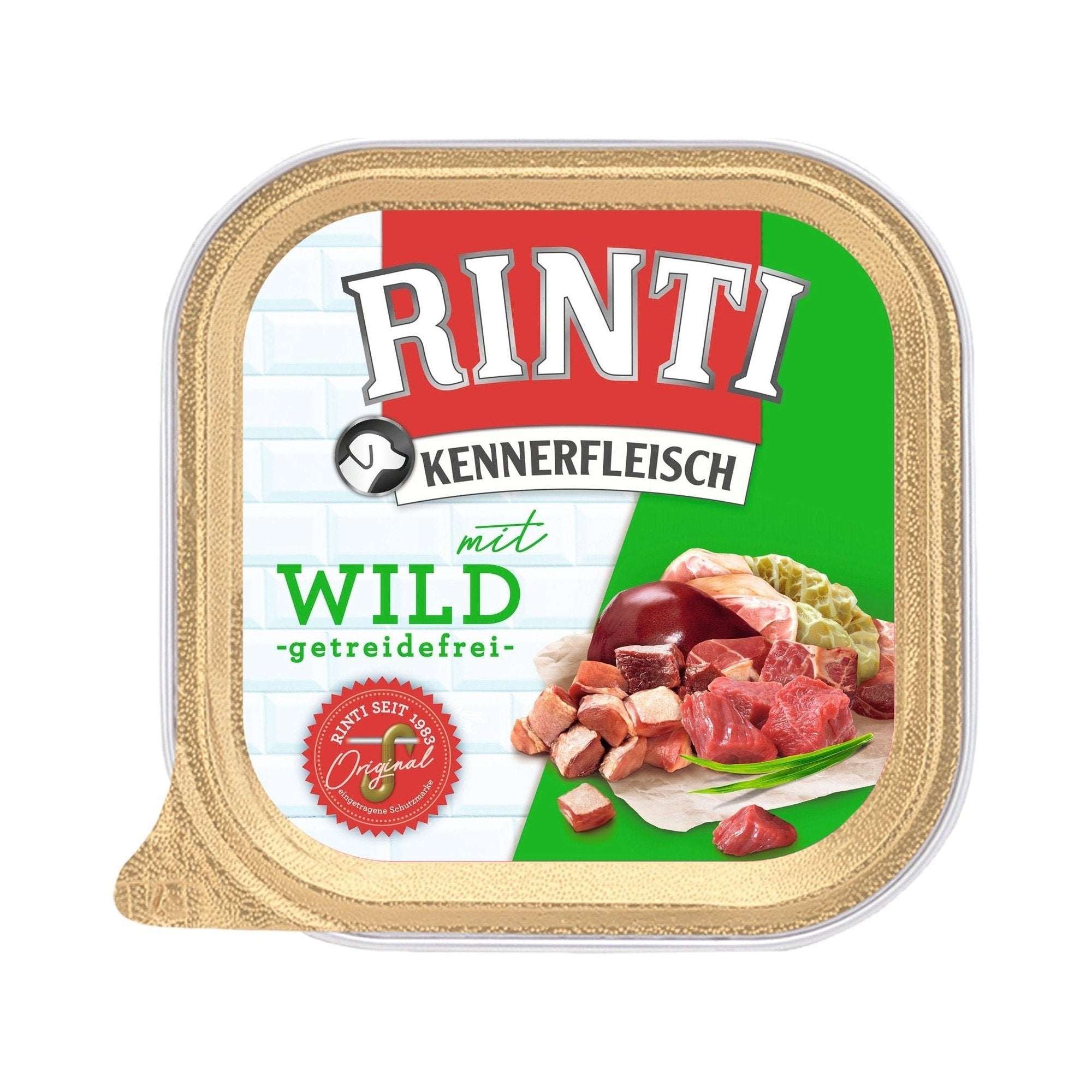 Artikel mit dem Namen Rinti Kennerfleisch Plus Wild im Shop von zoo.de , dem Onlineshop für nachhaltiges Hundefutter und Katzenfutter.