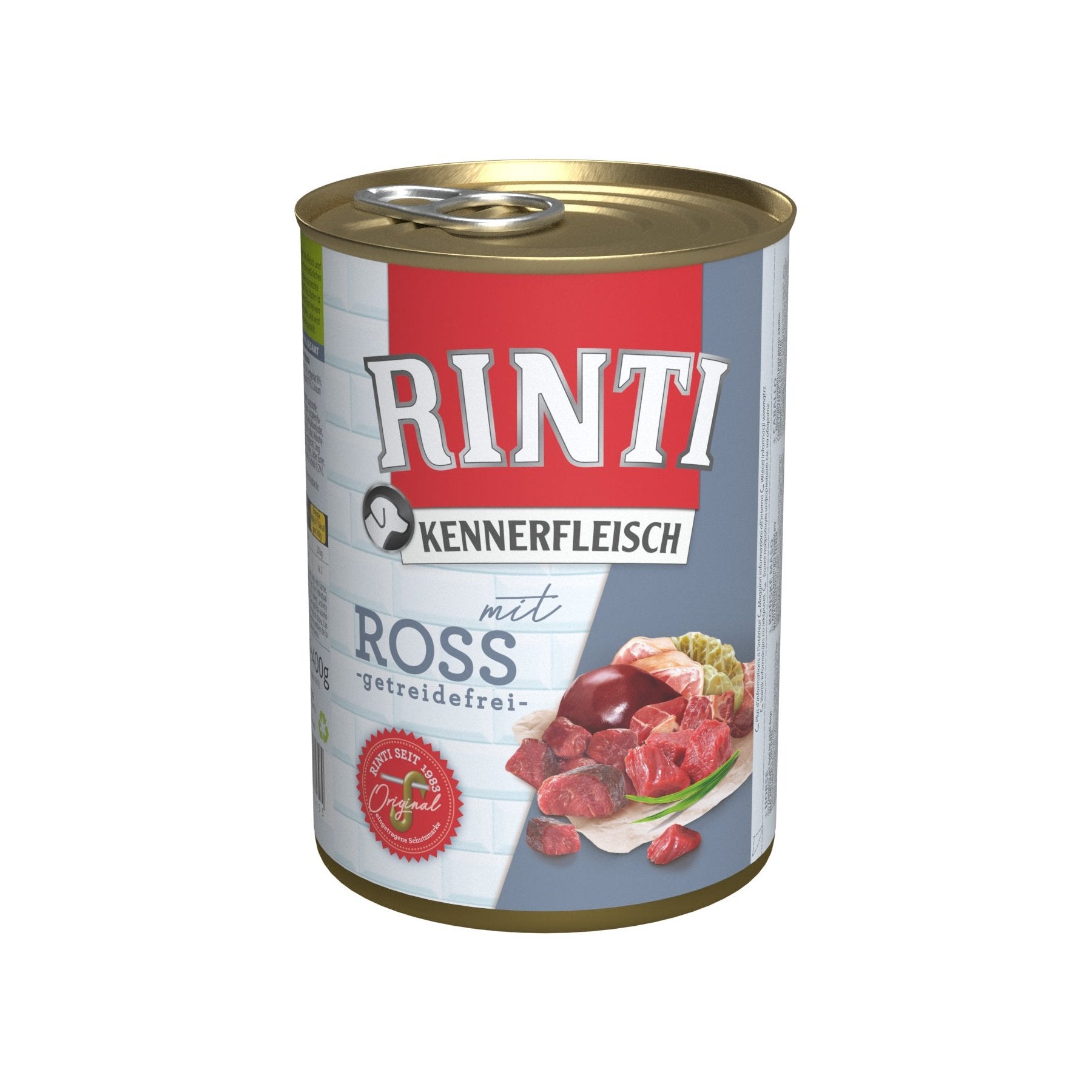 Artikel mit dem Namen Rinti Kennerfleisch Ross im Shop von zoo.de , dem Onlineshop für nachhaltiges Hundefutter und Katzenfutter.