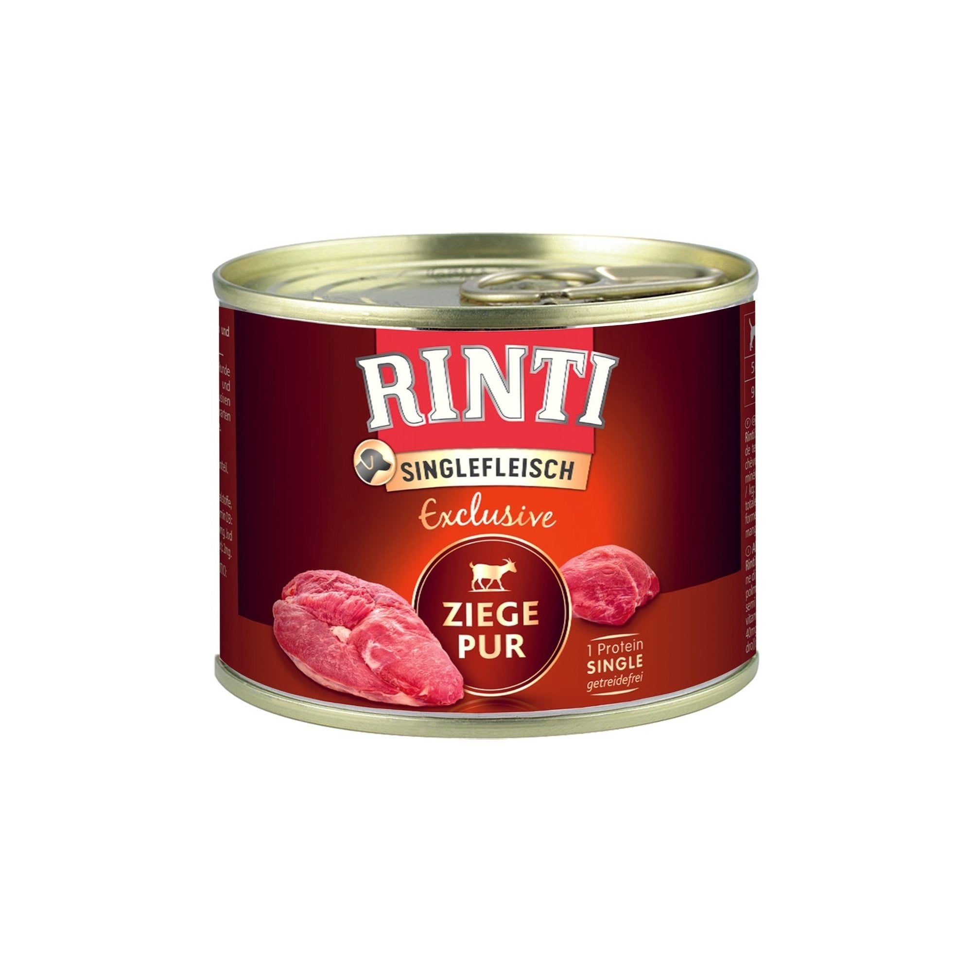 Artikel mit dem Namen Rinti Singlefleisch Exclusive Ziege Pur im Shop von zoo.de , dem Onlineshop für nachhaltiges Hundefutter und Katzenfutter.