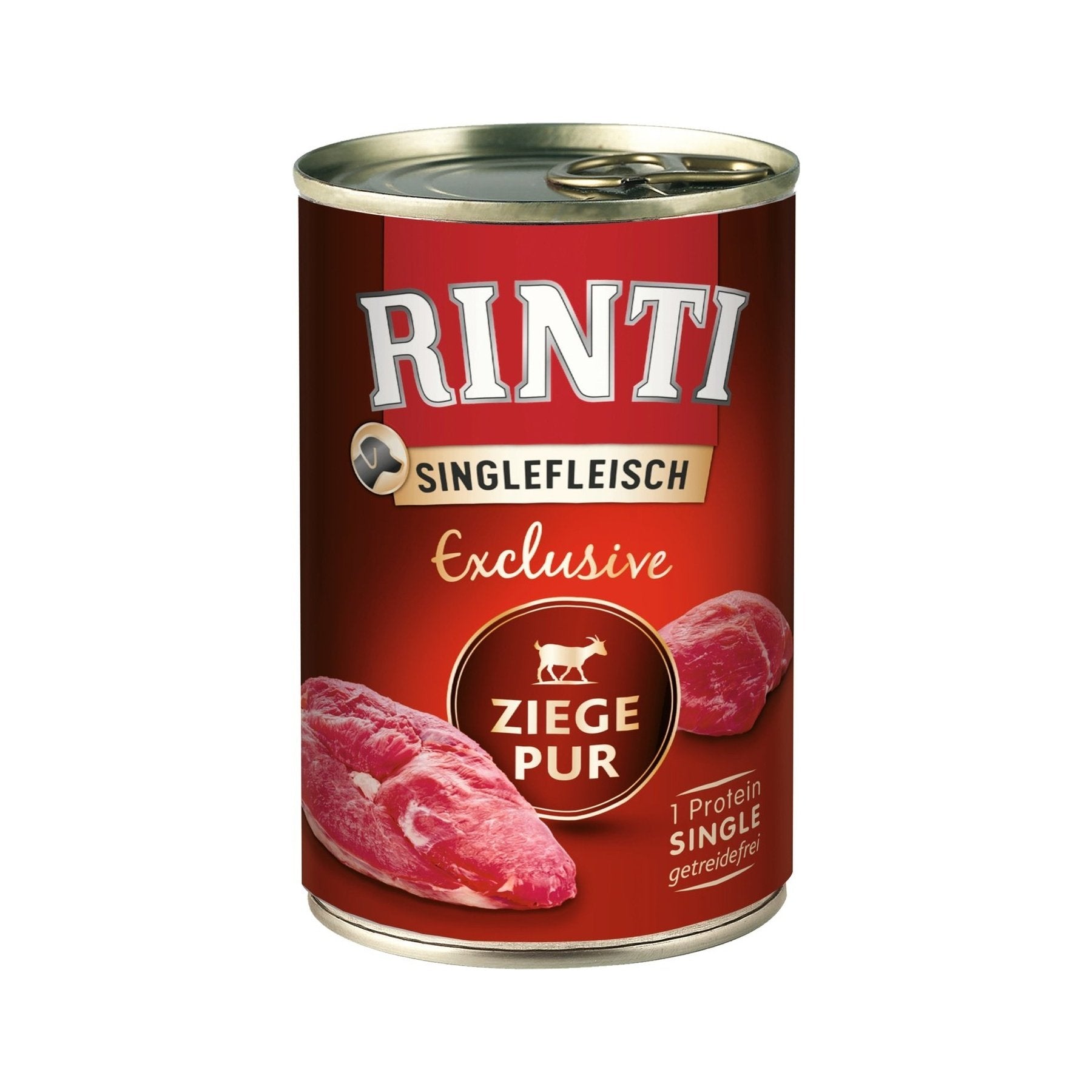 Artikel mit dem Namen Rinti Singlefleisch Exclusive Ziege Pur im Shop von zoo.de , dem Onlineshop für nachhaltiges Hundefutter und Katzenfutter.