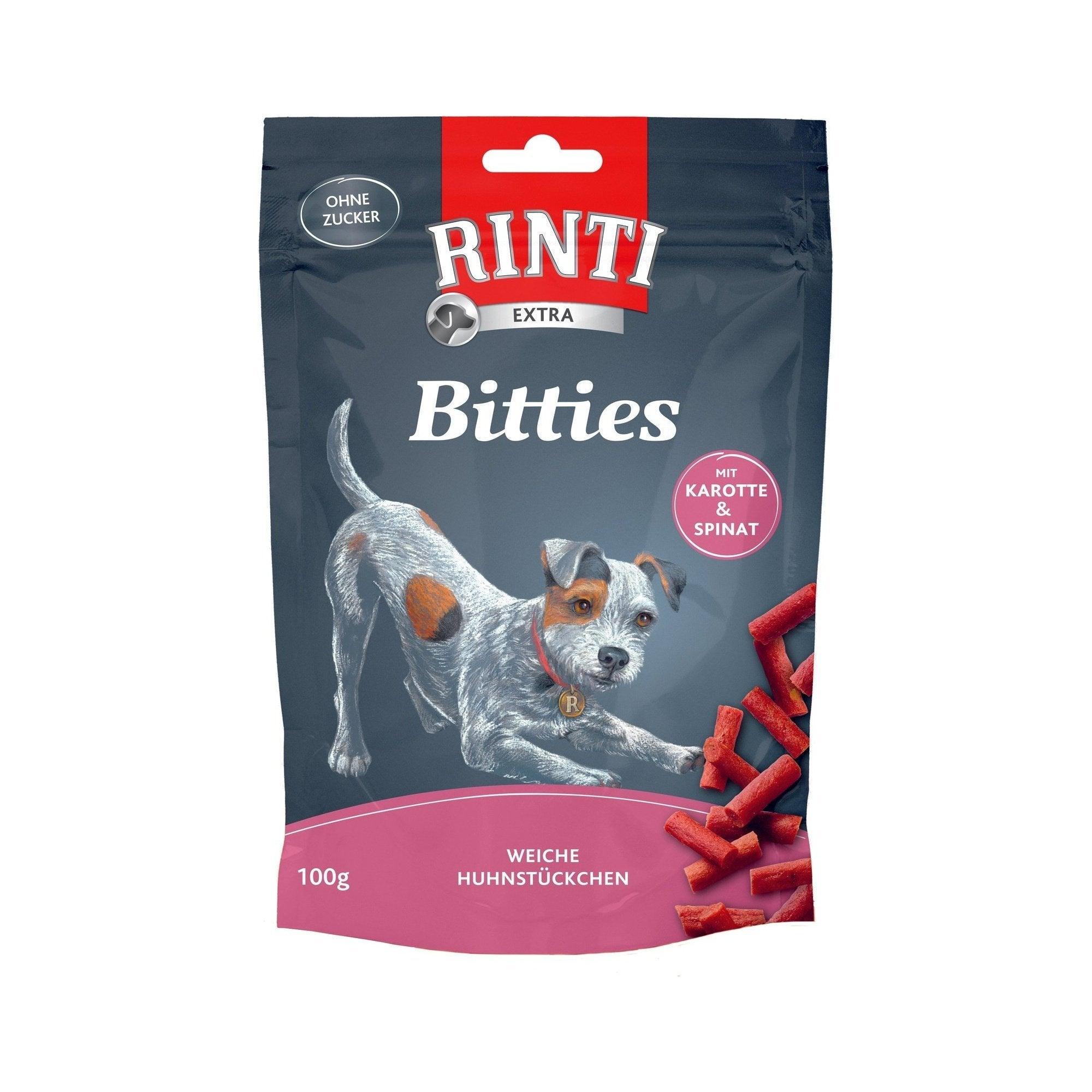 Artikel mit dem Namen Rinti Snack Bitties Huhn Karotte &amp; Spinat im Shop von zoo.de , dem Onlineshop für nachhaltiges Hundefutter und Katzenfutter.