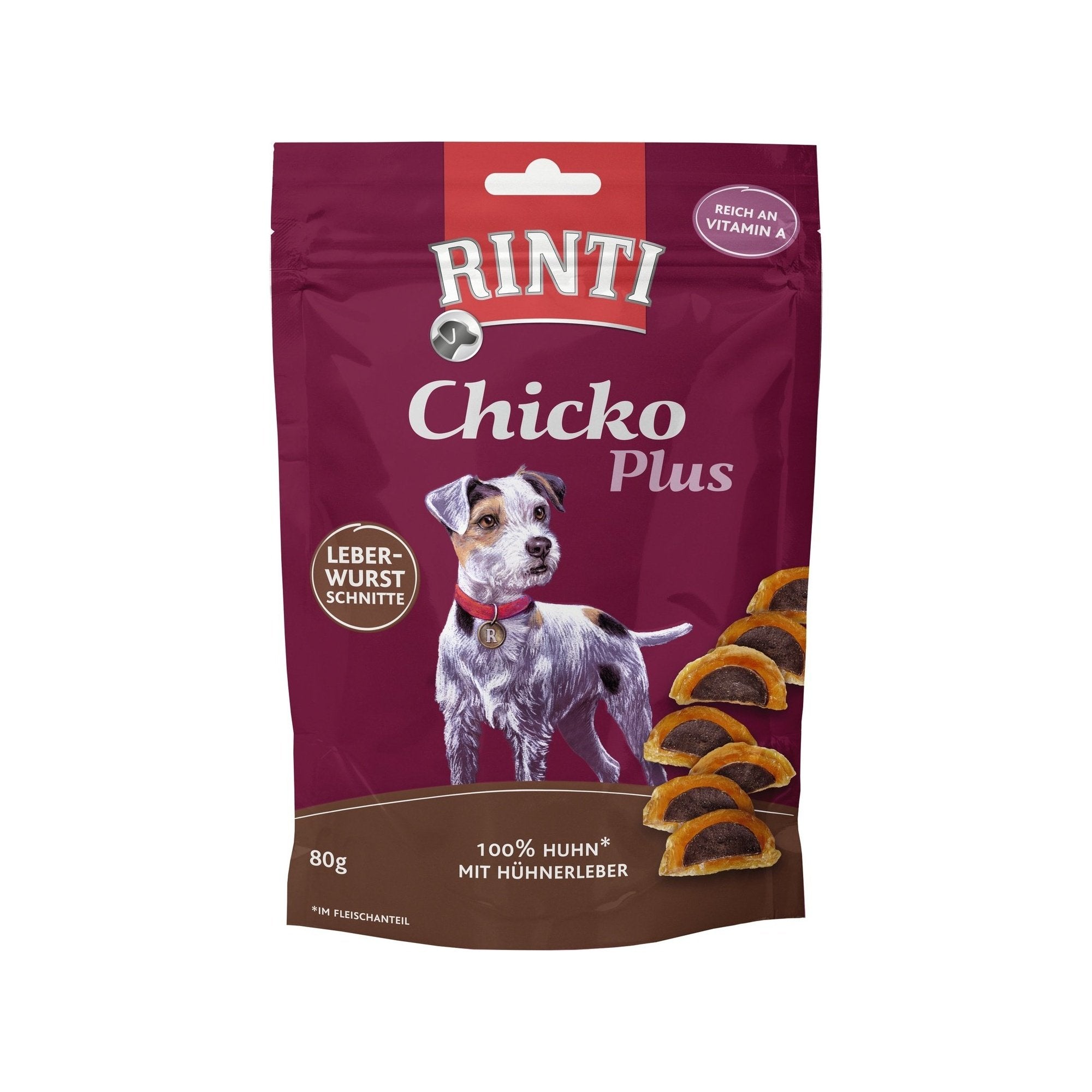 Artikel mit dem Namen Rinti Snack Chicko Plus Leberwurstschnitte im Shop von zoo.de , dem Onlineshop für nachhaltiges Hundefutter und Katzenfutter.