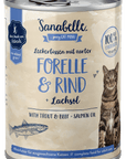 Artikel mit dem Namen Sanabelle Nassfutter mit Forelle & Rind im Shop von zoo.de , dem Onlineshop für nachhaltiges Hundefutter und Katzenfutter.