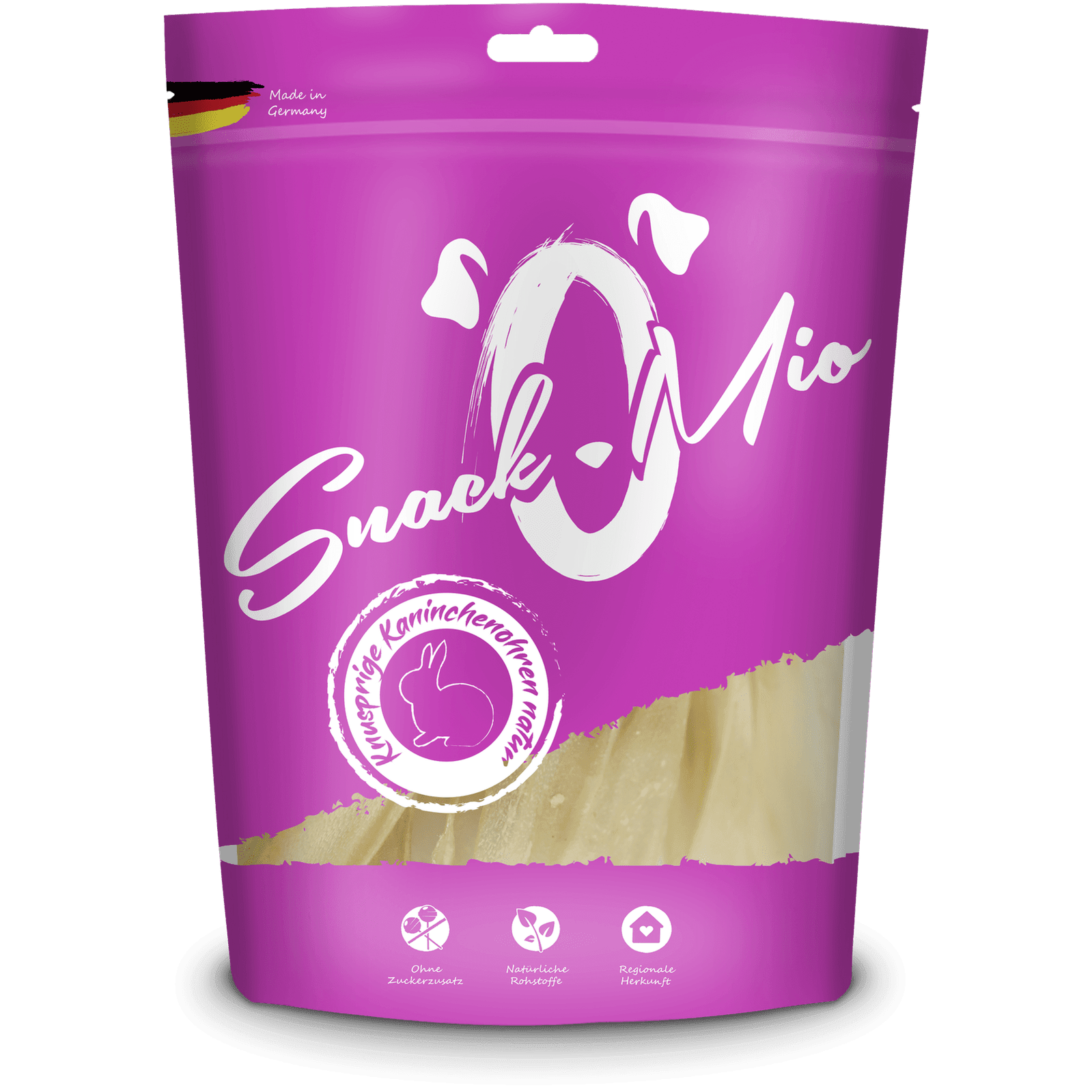Artikel mit dem Namen Snack'O'Mio Kaninchenohren natur im Shop von zoo.de , dem Onlineshop für nachhaltiges Hundefutter und Katzenfutter.