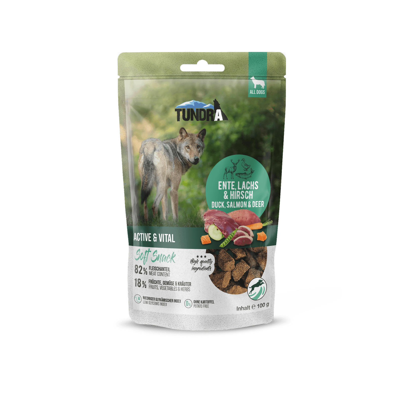 Artikel mit dem Namen Tundra Active+Vital Ente im Shop von zoo.de , dem Onlineshop für nachhaltiges Hundefutter und Katzenfutter.