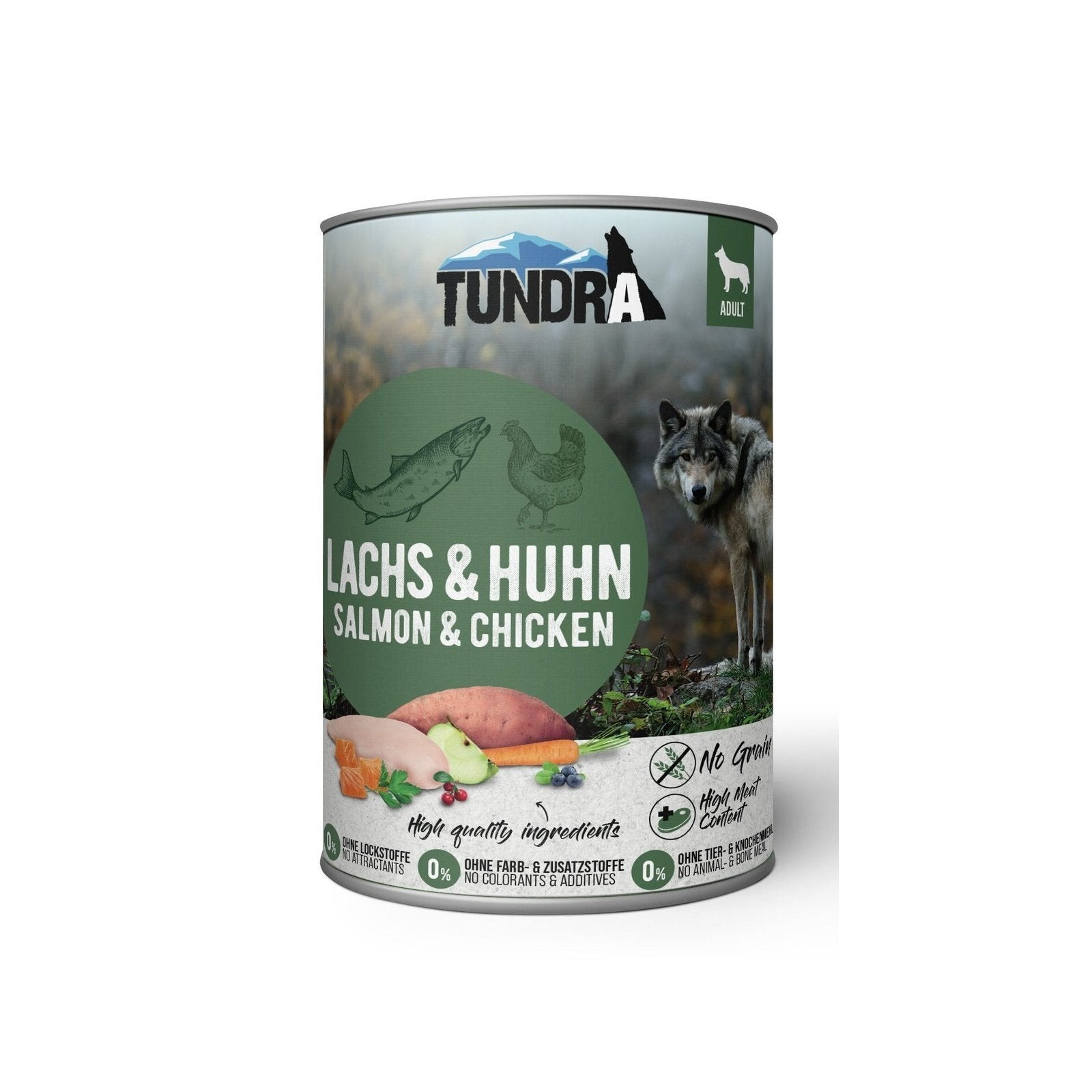 Artikel mit dem Namen Tundra Dog Lachs &amp; Huhn Dose im Shop von zoo.de , dem Onlineshop für nachhaltiges Hundefutter und Katzenfutter.