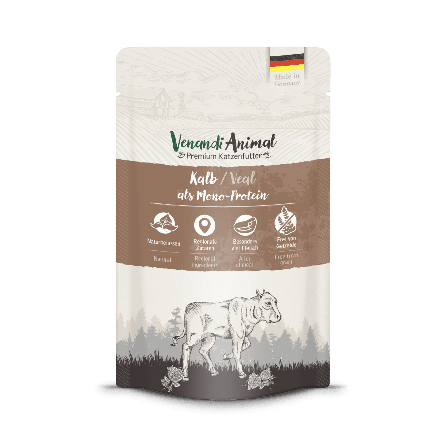 Artikel mit dem Namen Venandi Animal - Kalb als Monoprotein im Shop von zoo.de , dem Onlineshop für nachhaltiges Hundefutter und Katzenfutter.